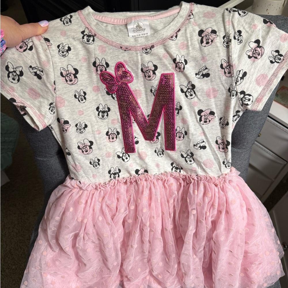 Disney Pink Minnie Mouse Dress with Glitter Accents